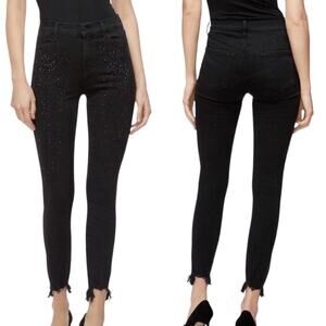 NWOT J Brand Alana Black Rhinestone Adorned High Rise Crop Skinny Jeans Pants 28